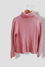 Vintage Womens Knitted Wool Pink Turtle neck large sweater