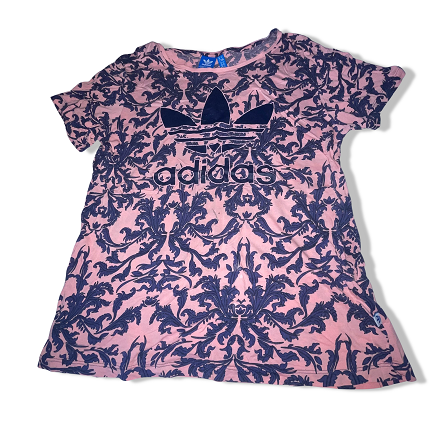 Vintage Adidas big logo pink floral purple pattern large tees