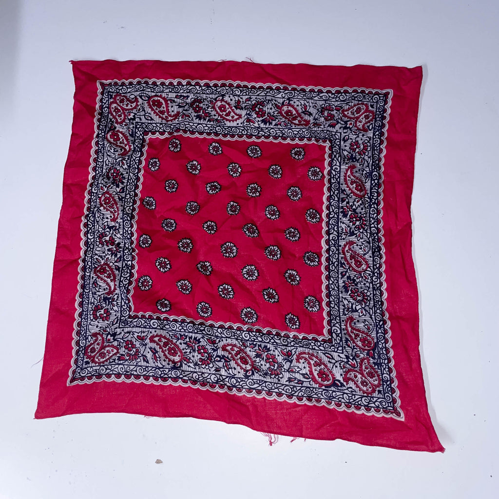 Vintage Red Bandanna with Roses print
