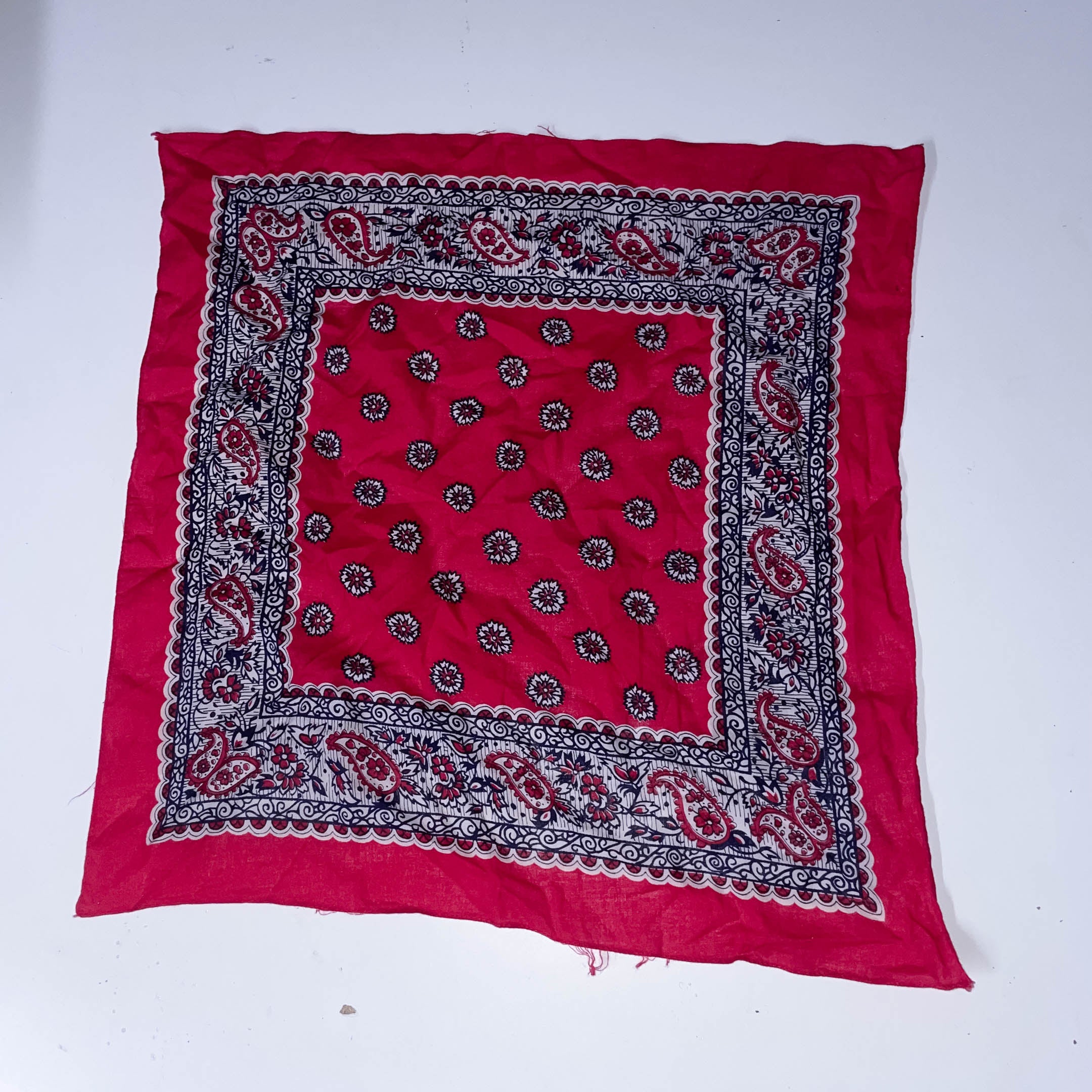Vintage Red Bandanna with Roses print