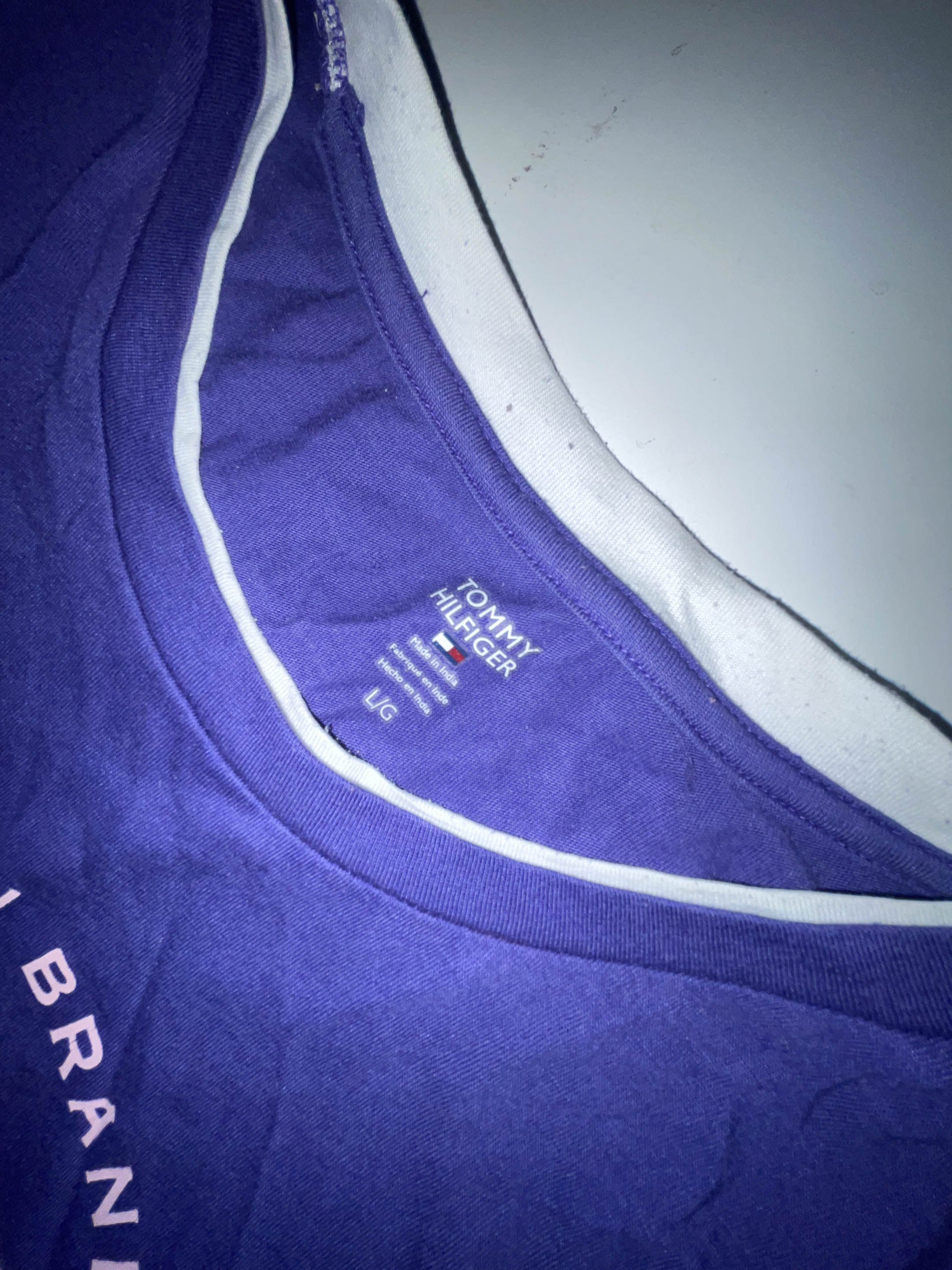 Vintage Womens Tommy Hilfiger American Brand 1985 New york city graphics colorblock purple and grey long sleeve large tees