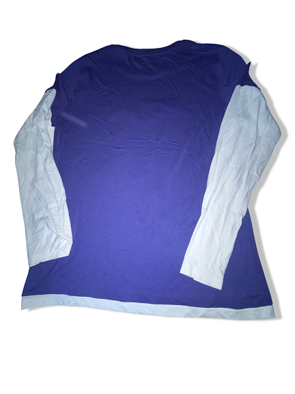 Vintage Womens Tommy Hilfiger American Brand 1985 New york city graphics colorblock purple and grey long sleeve large tees