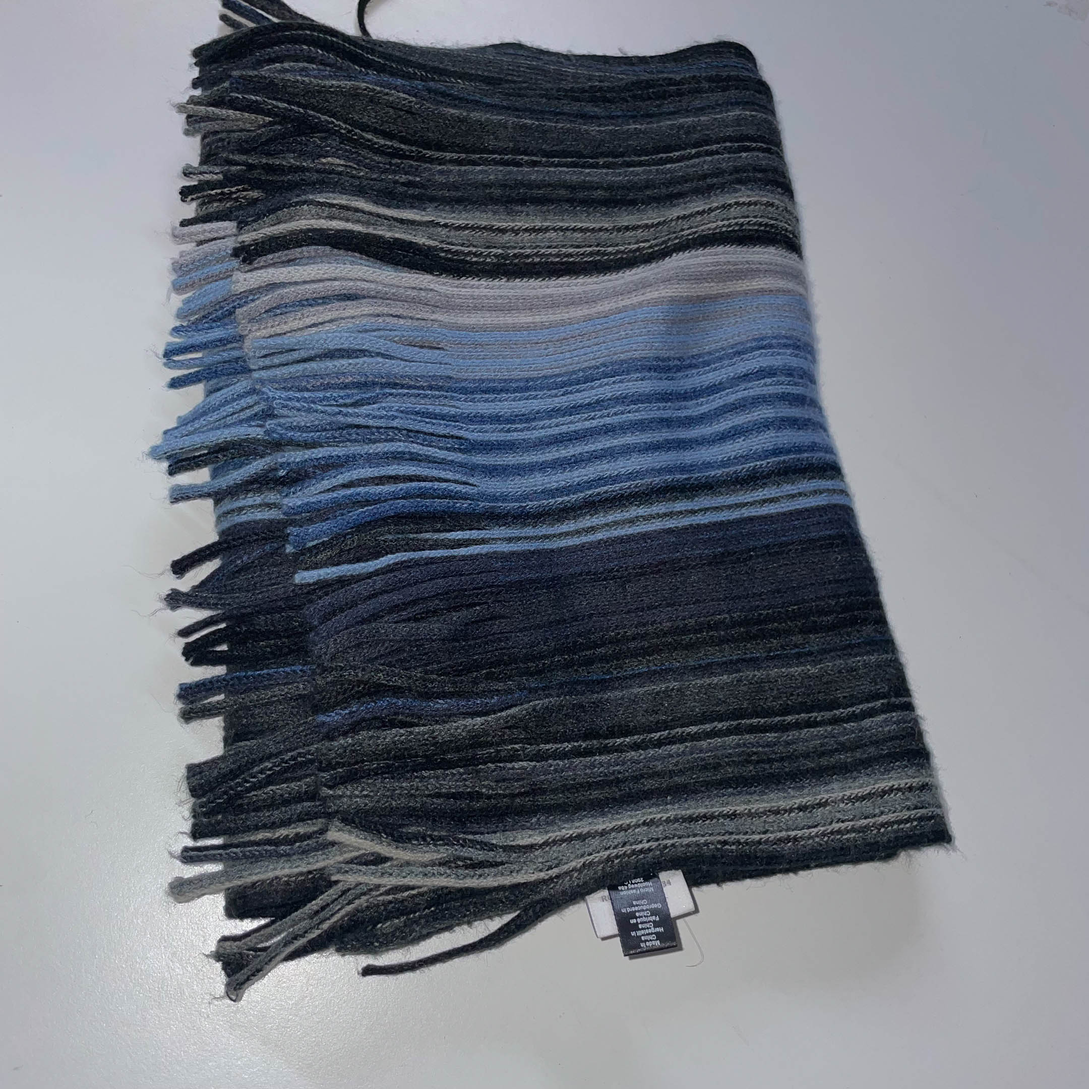 Vintage Michealis multicolor wool winter scarf| L 35 W 12 |BLUE&GREY|SKU 3703