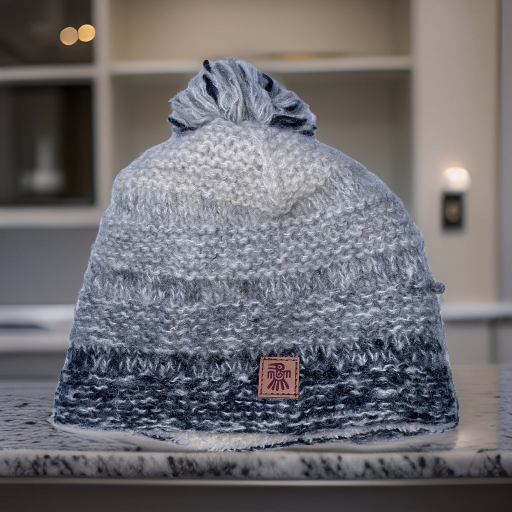 Vintage grey pachamama wool beanie cap