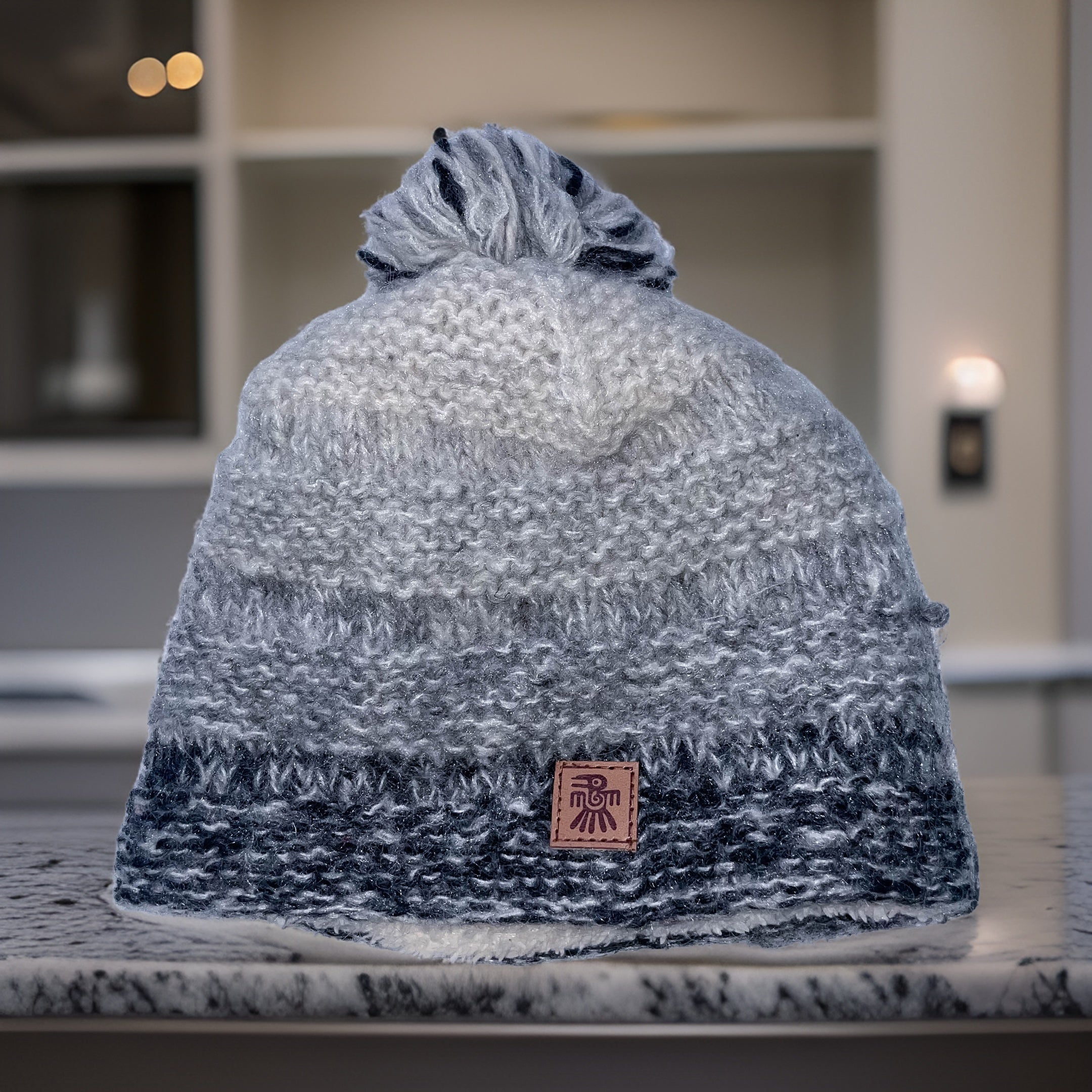 Vintage grey pachamama wool beanie cap