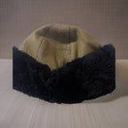 Vintage Genuine leather cream and black docker cap fisherman