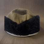 Vintage Genuine leather cream and black docker cap fisherman