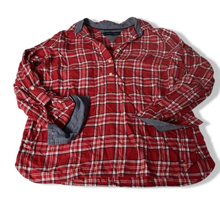 VINTAGE TOMMY HILFIGER WOMENS SHIRT UK 14 RED CHECK COTTON in M|L25W18|SKU 5452