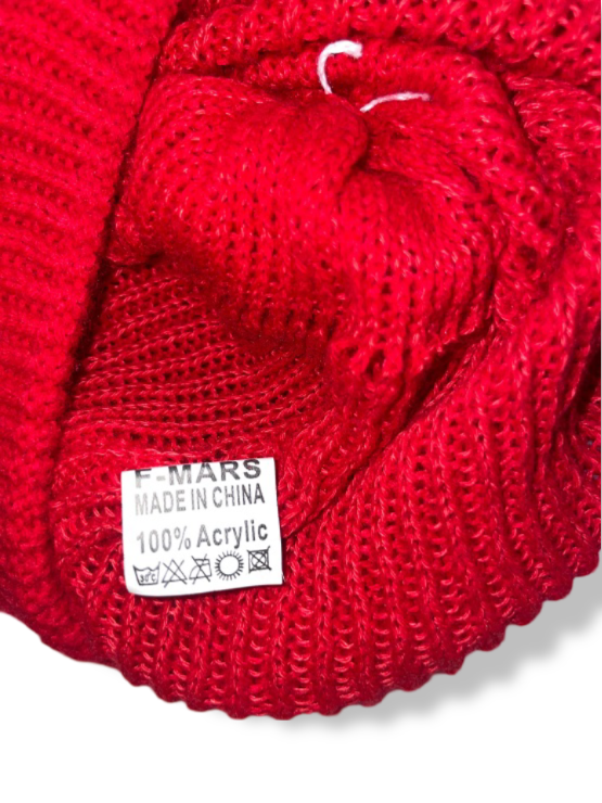 Vintage women's F-Mars red crochet knit beanie cap| SKU 4892