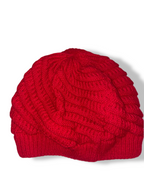 Vintage women's F-Mars red crochet knit beanie cap| SKU 4892