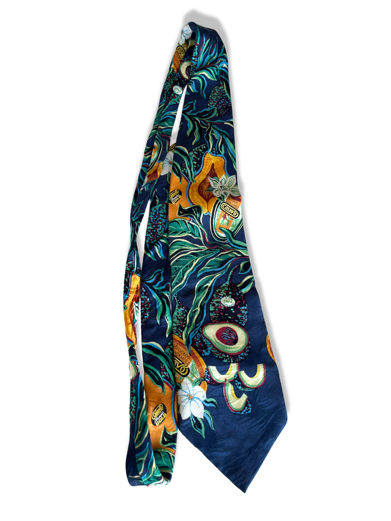 Vintage blue Calavo multi floral print silk tie| SKU 4356