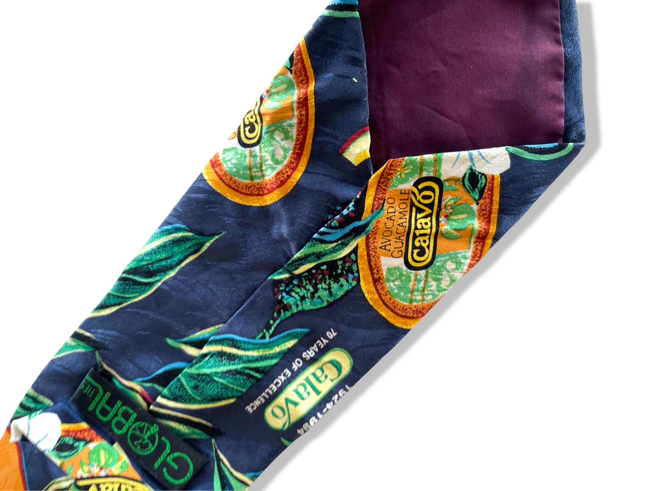 Vintage blue Calavo multi floral print silk tie| SKU 4356
