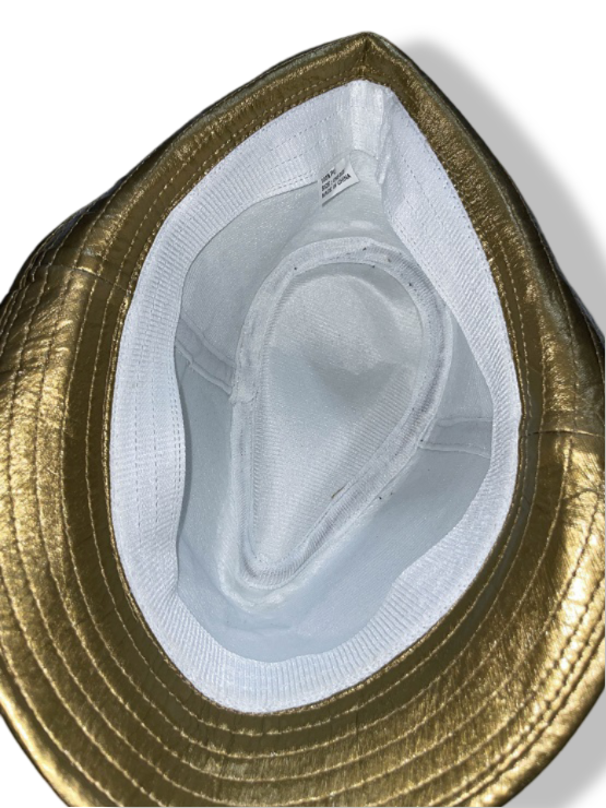 Vintage supreme gold leather fendora hat| SKU 4896