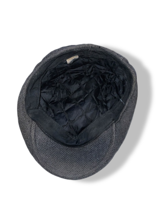 Vintage men's grey Herringbone newsboy cap| SKU 4901