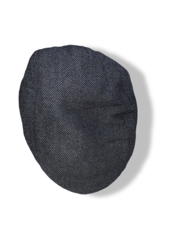 Vintage men's grey Herringbone newsboy cap| SKU 4901
