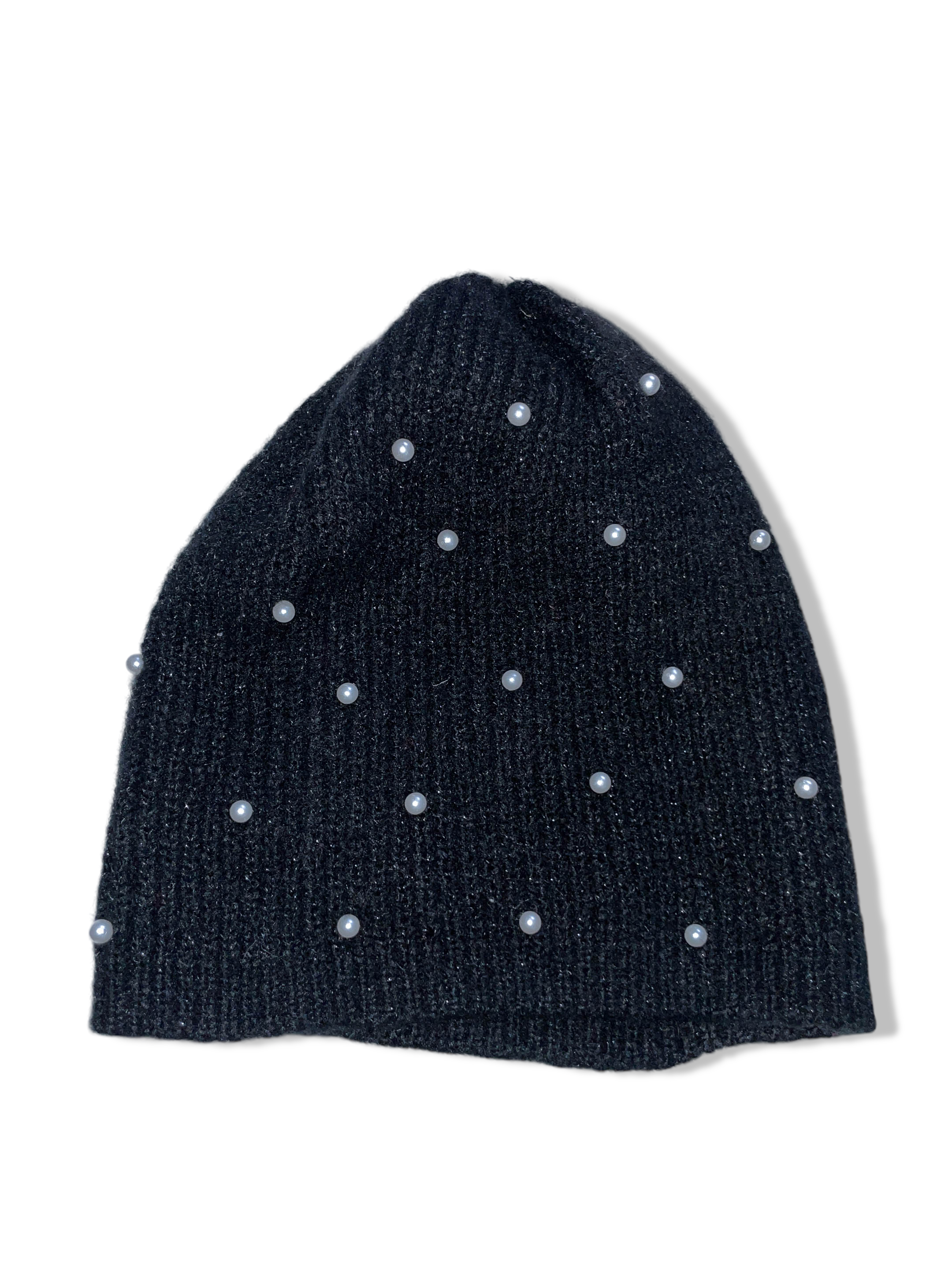 Vintage women's embellished polka dot black winter beanie hat| SKU 4905