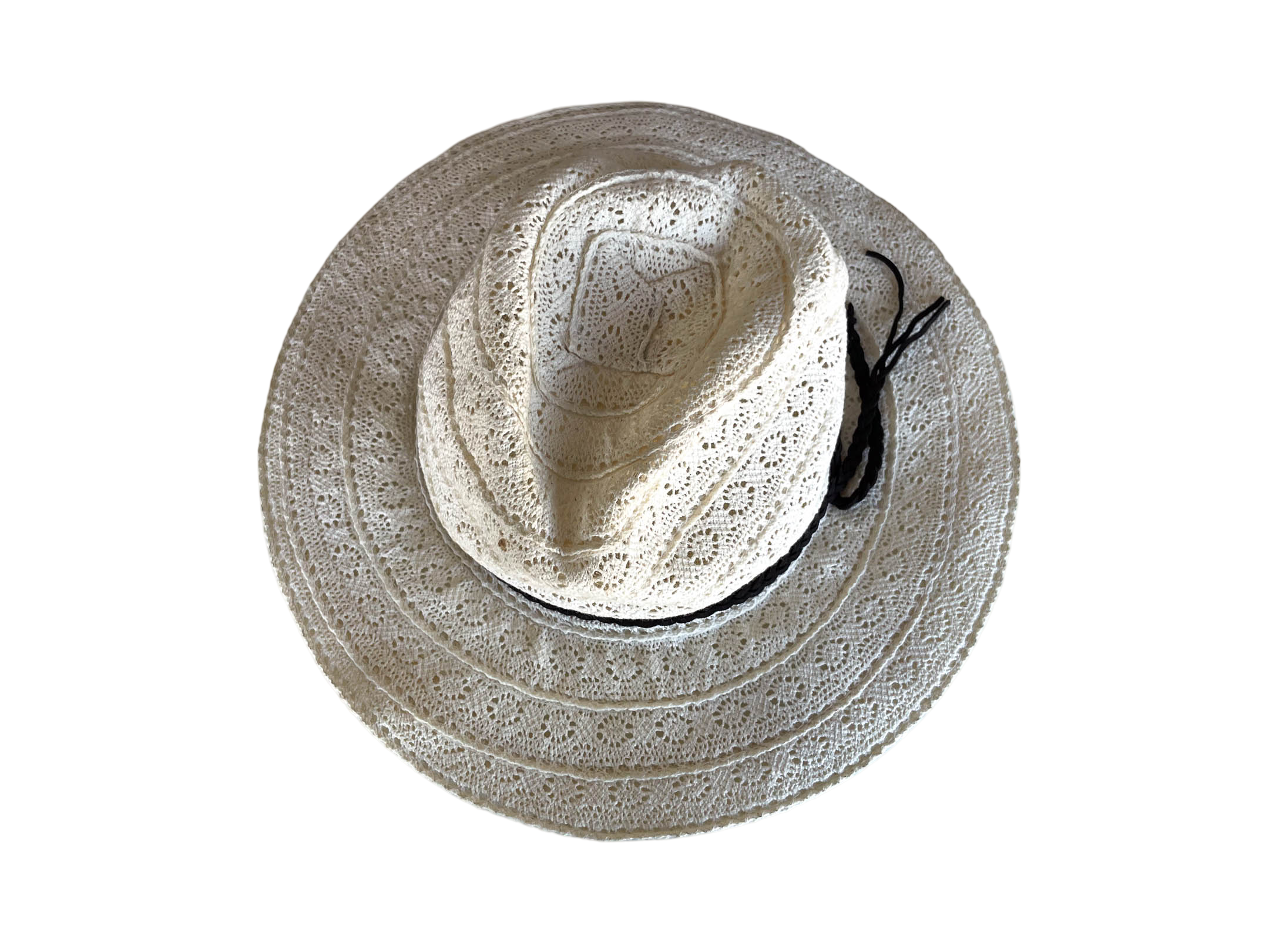 Vintage women's straw cowboy summer beach cream hat| SKU 4366