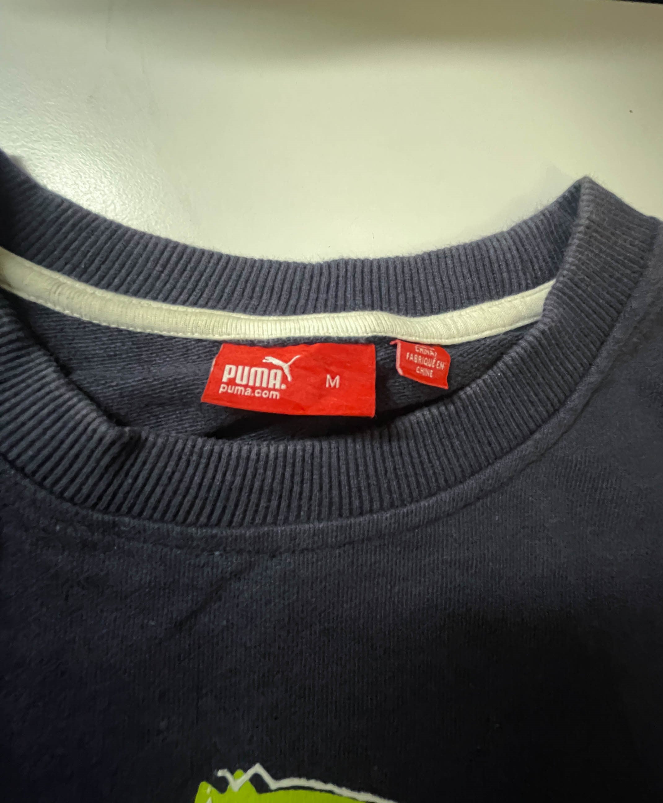 Vintage men's Navy  Puma 48 Graphics crew neck sweatshirt in M|SKU 3925