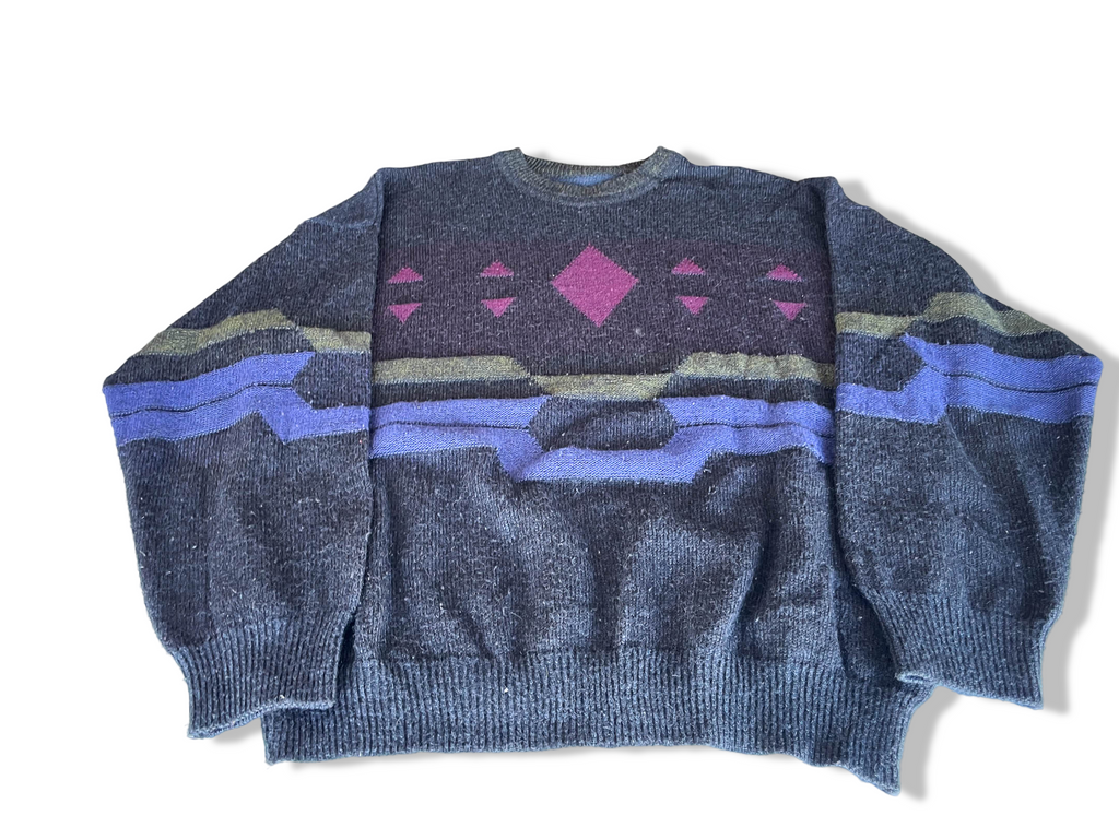 Vintage grey Aztec geometric crew neck sweater in M/L| L27 W25| SKU 4369