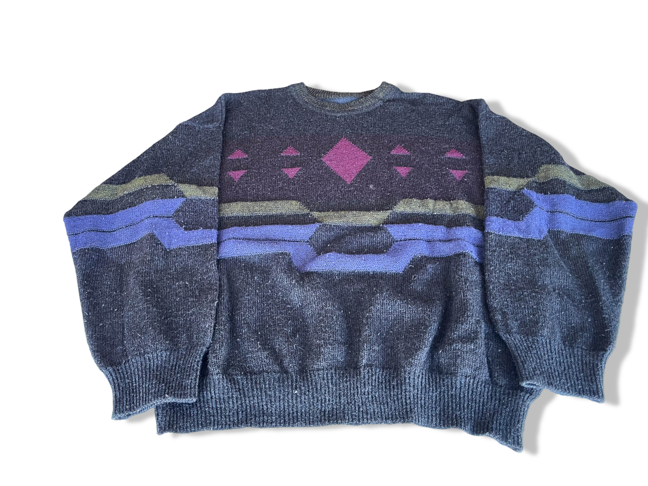Vintage grey Aztec geometric crew neck sweater in M/L| L27 W25| SKU 4369