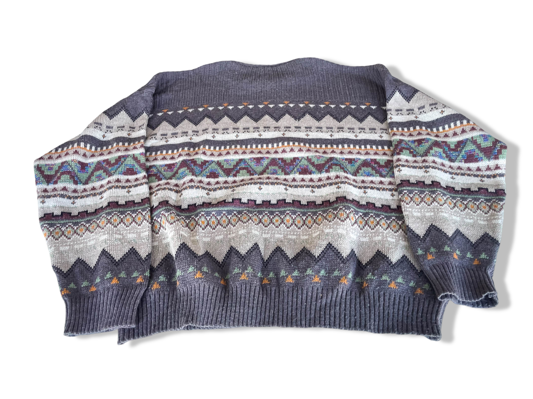 Vintage Paco Calvari brown abstract knitted long sleeve sweater|L27 W24|SKU 4370
