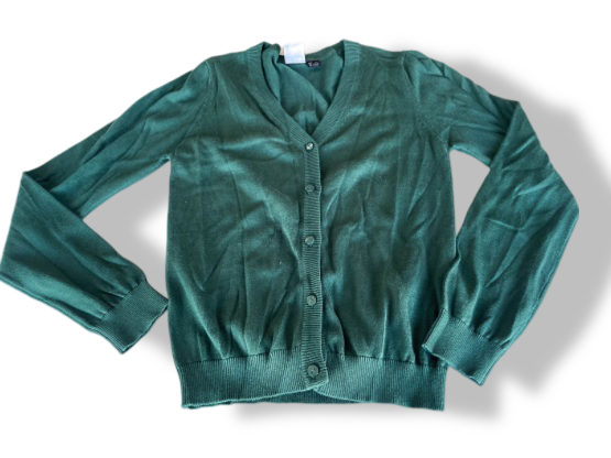 Vintage Smart Start winter knitted V-neck button up green cardigan 10-12YRS|L21 W15| SKU 4372