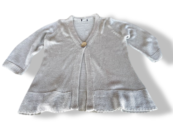 Vintage women's brown V-neck open knitted cardigan size 14| L25 W18| SKU 4373