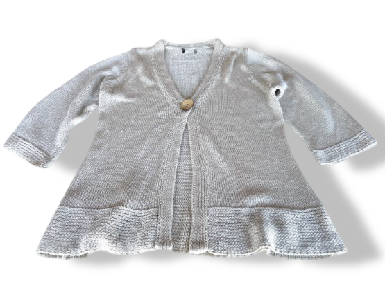 Vintage women's brown V-neck open knitted cardigan size 14| L25 W18| SKU 4373