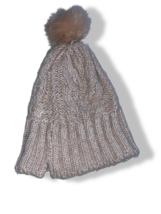 Vintage cream crochet knitted beanie hat| SKU 4918