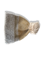 Vintage cream colourblock Columbia beanie knitted cap| SKU 4340