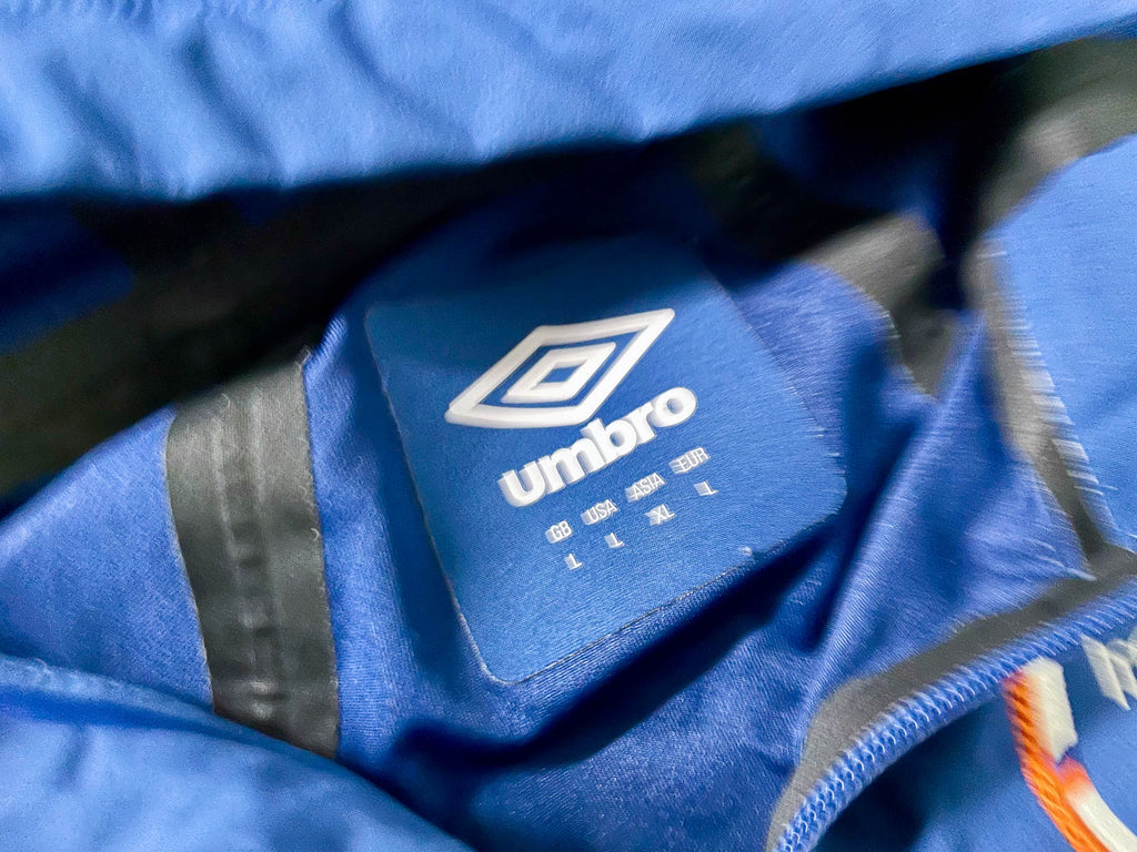 Vintage Men's Umbro Ireland blue full zip hoodie jacket in XL|L31 W24|SKU 4101
