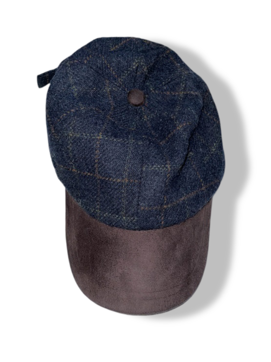 Vintage men's Heritage Traditions tweed suede checkered brown & grey baseball cap| SKU 4920