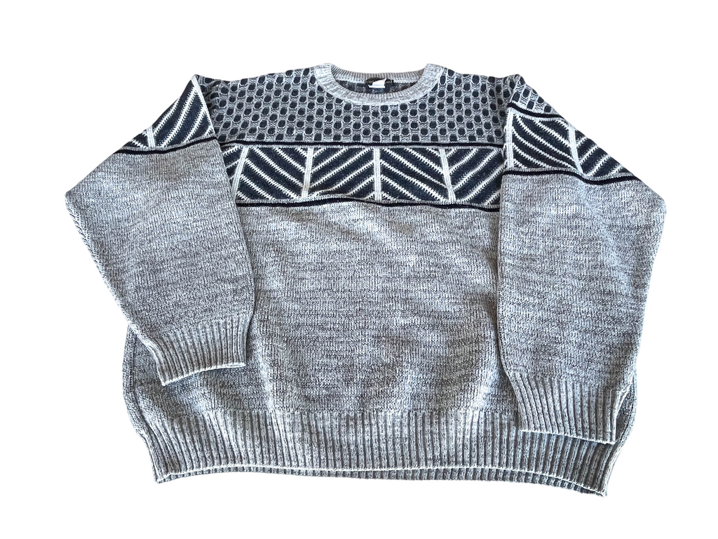 Vintage Tom Davis grey aztec geometric sweatshirt in M| L26 W24|SKU 4377
