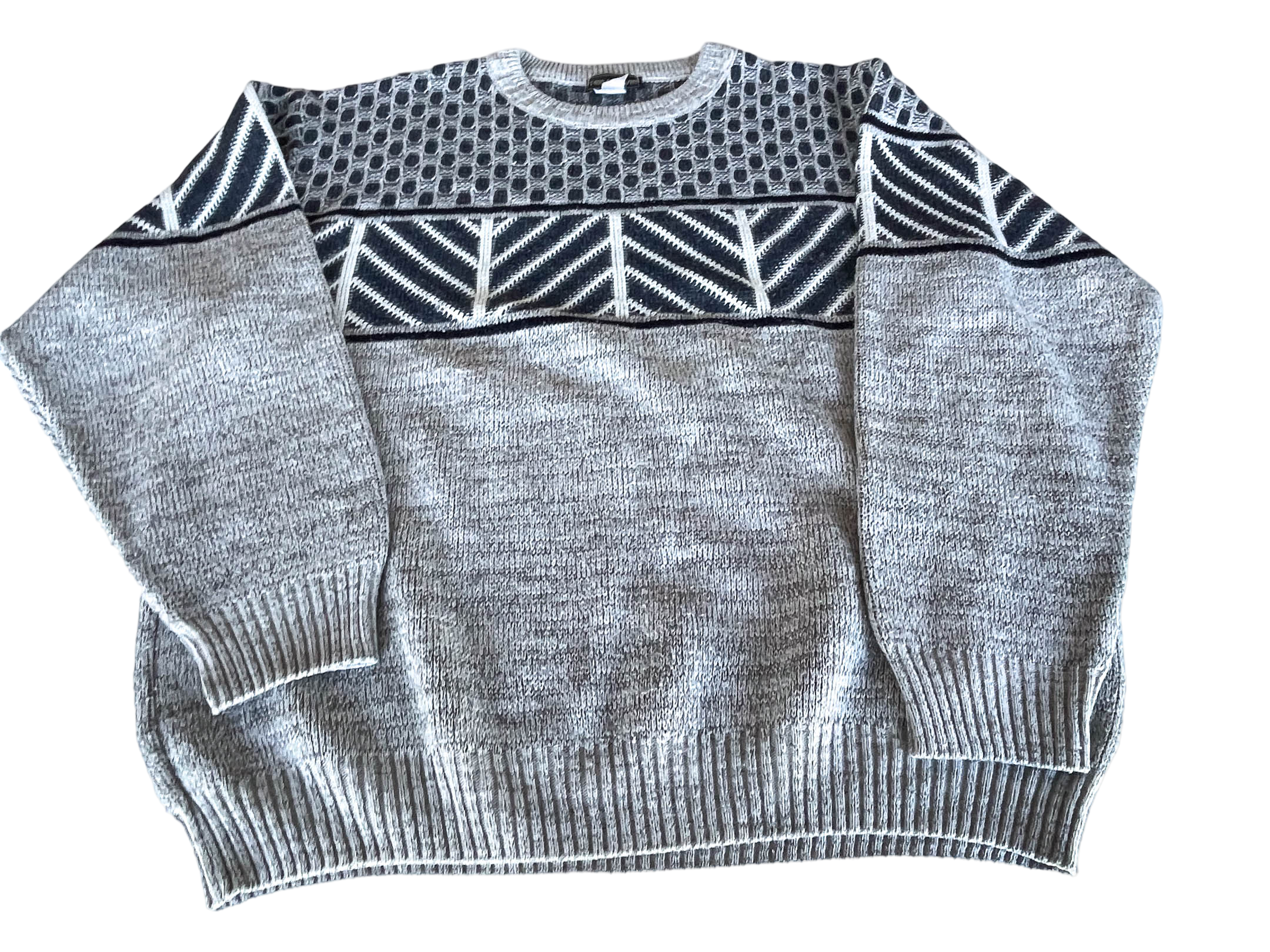 Vintage Tom Davis grey aztec geometric sweatshirt in M| L26 W24|SKU 4377