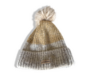Vintage cream colourblock Columbia beanie knitted cap| SKU 4340