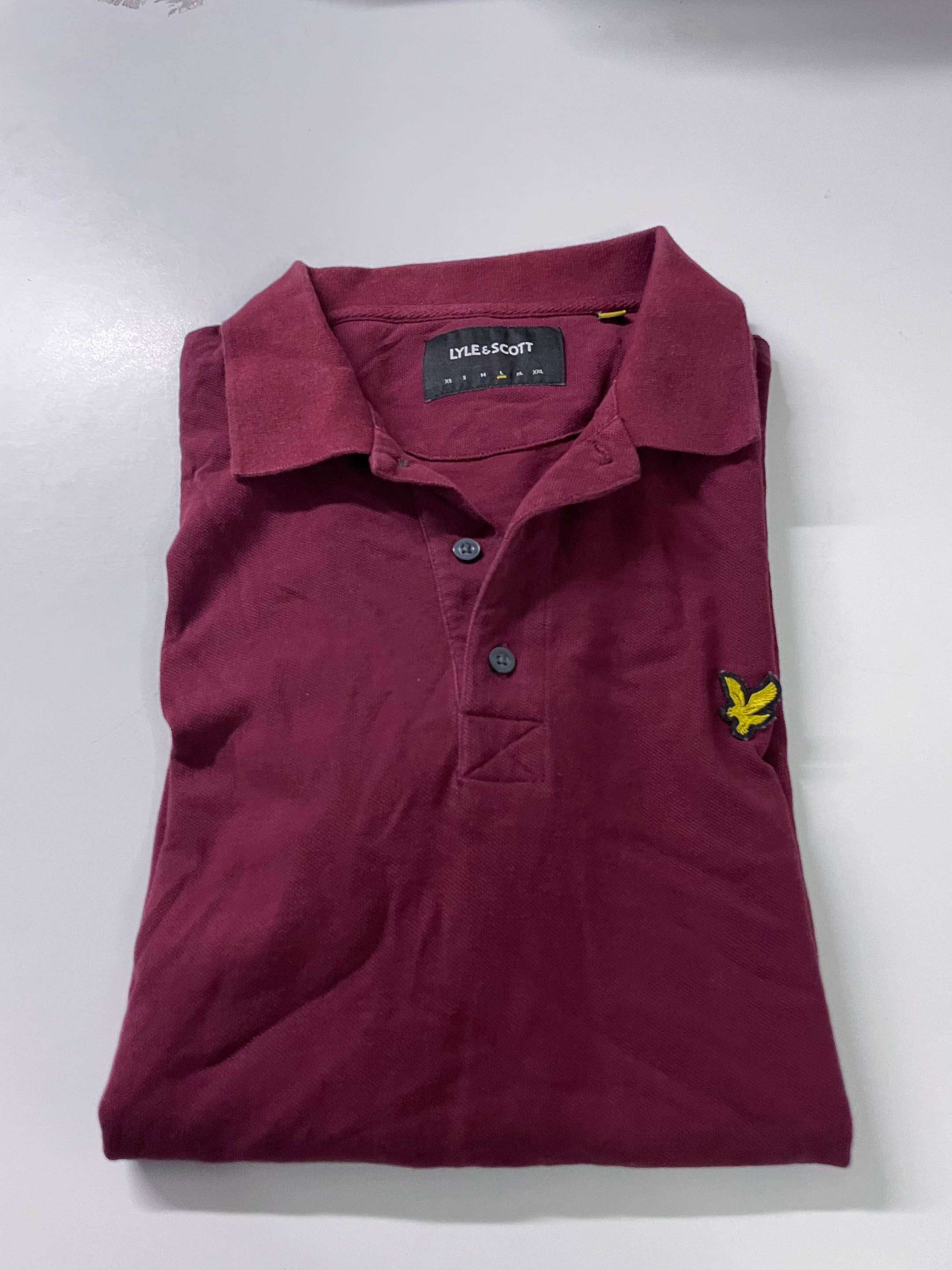 Vintage Men's Lyle & Scott brown oversize short sleeve polo shirt in XXL|L31 W19| SKU 4104