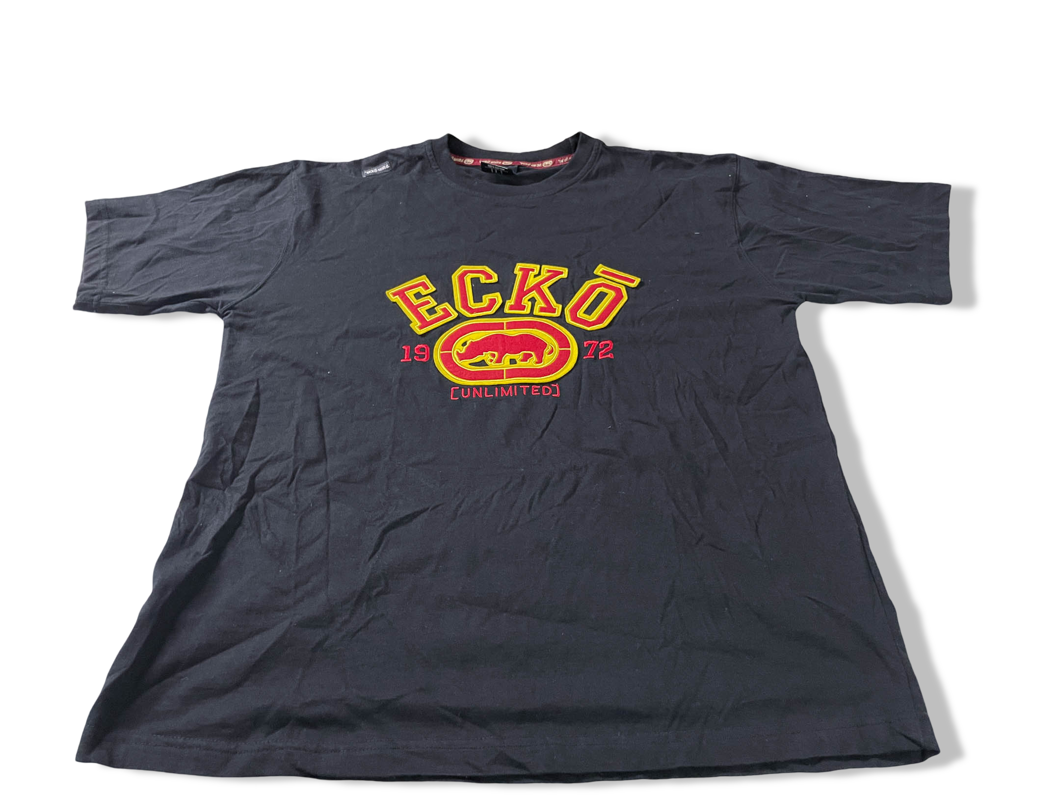 Vintage Men's Ecko UNLTD. graphics 90's black shirt in XL|L29 W23|SKU 4105 