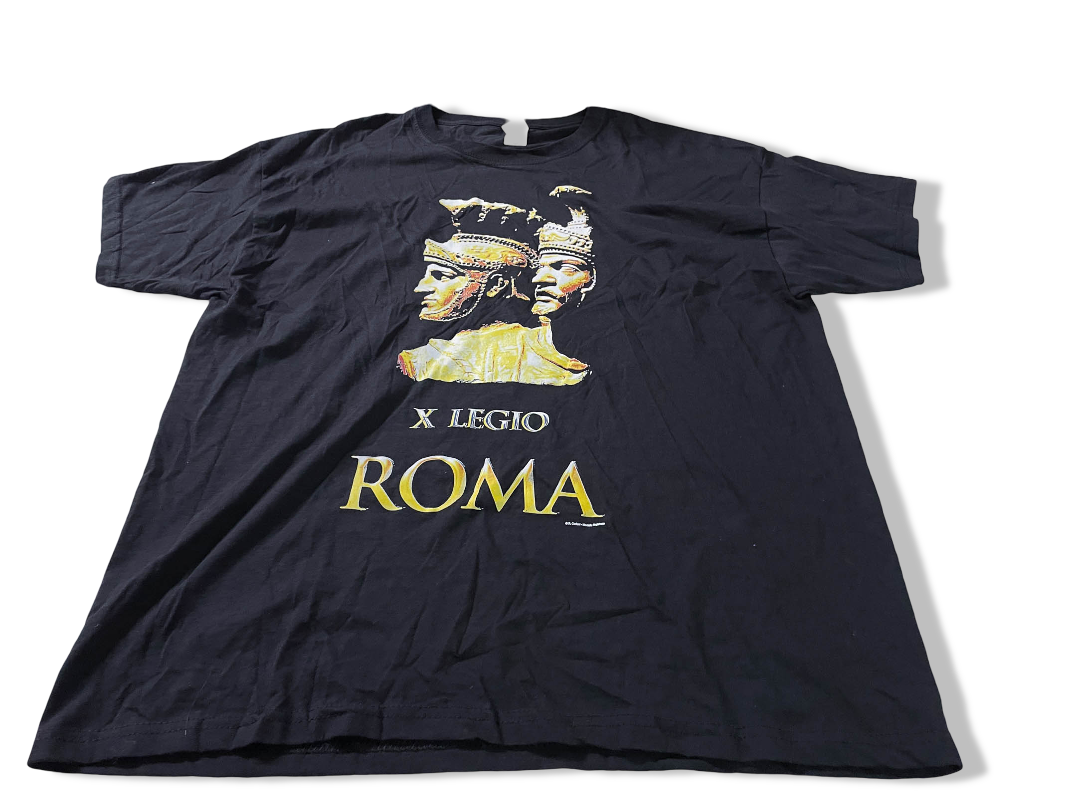 Vintage Men's X Legio Roma Graphics black tees in XL|L31 W22| SKU 4106