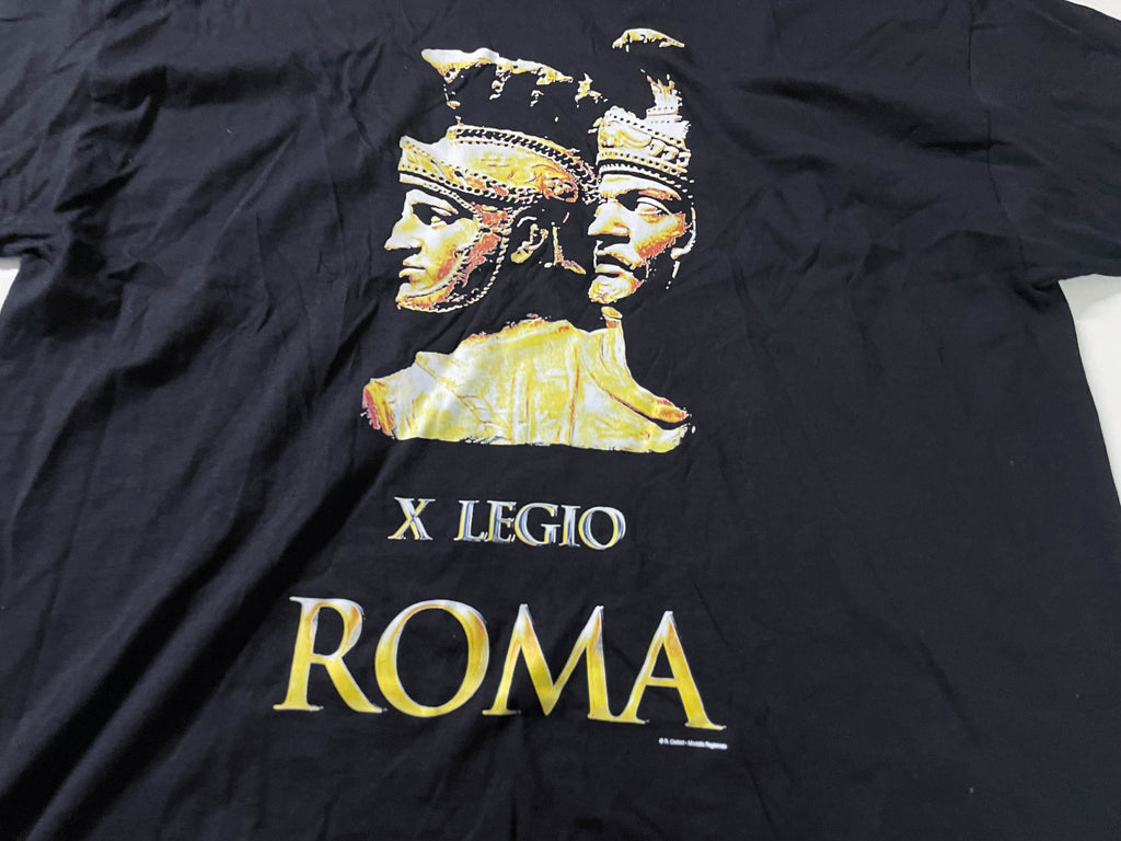 Vintage Men's X Legio Roma Graphics black tees in XL|L31 W22| SKU 4106