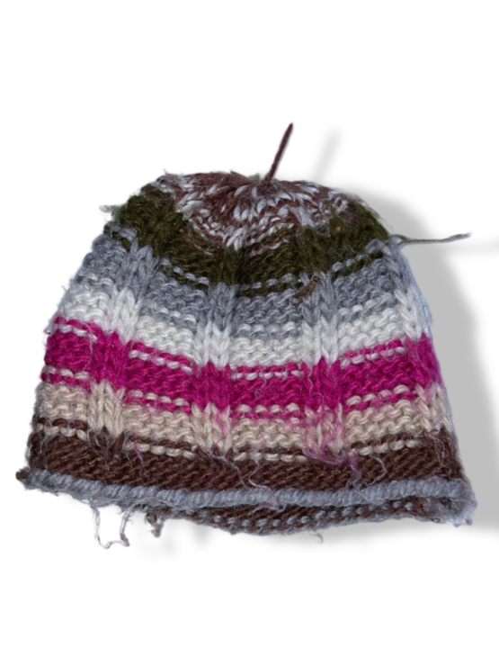 Vintage multi crochet knitted beanie hat| SKU 4926