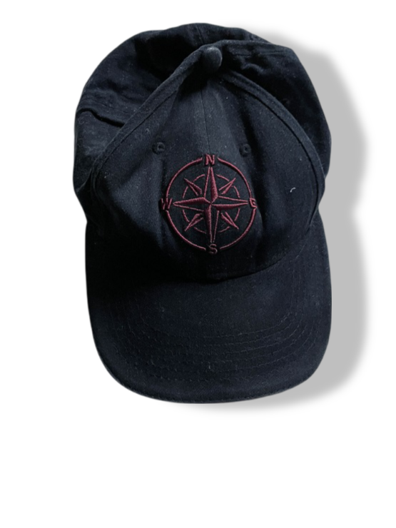 Vintage men's reserved with compass embroidery navy baseball cap| SKU 4927