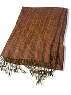 Vintage Paisley Brown Patterned Pashmina Scarf L 78 W 28|SKU 3756