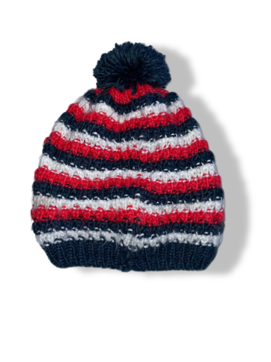 Vintage women's Crivit multi stripe crochet knit beanie hat| SKU 4928