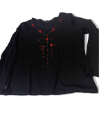 Vintage Gilbert women's black embroidery V-neck long sleeve top size 42|SKU 3760<br>