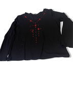 Vintage Gilbert women's black embroidery V-neck long sleeve top size 42|SKU 3760<br>