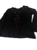 Vintage Gilbert women's black embroidery V-neck long sleeve top size 42|SKU 3760<br>