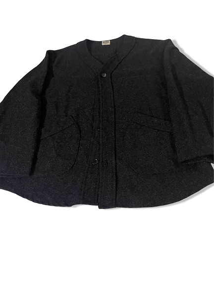 Vintage Barns Outfitter women's woolen v-neck large button up grey jacket |3761