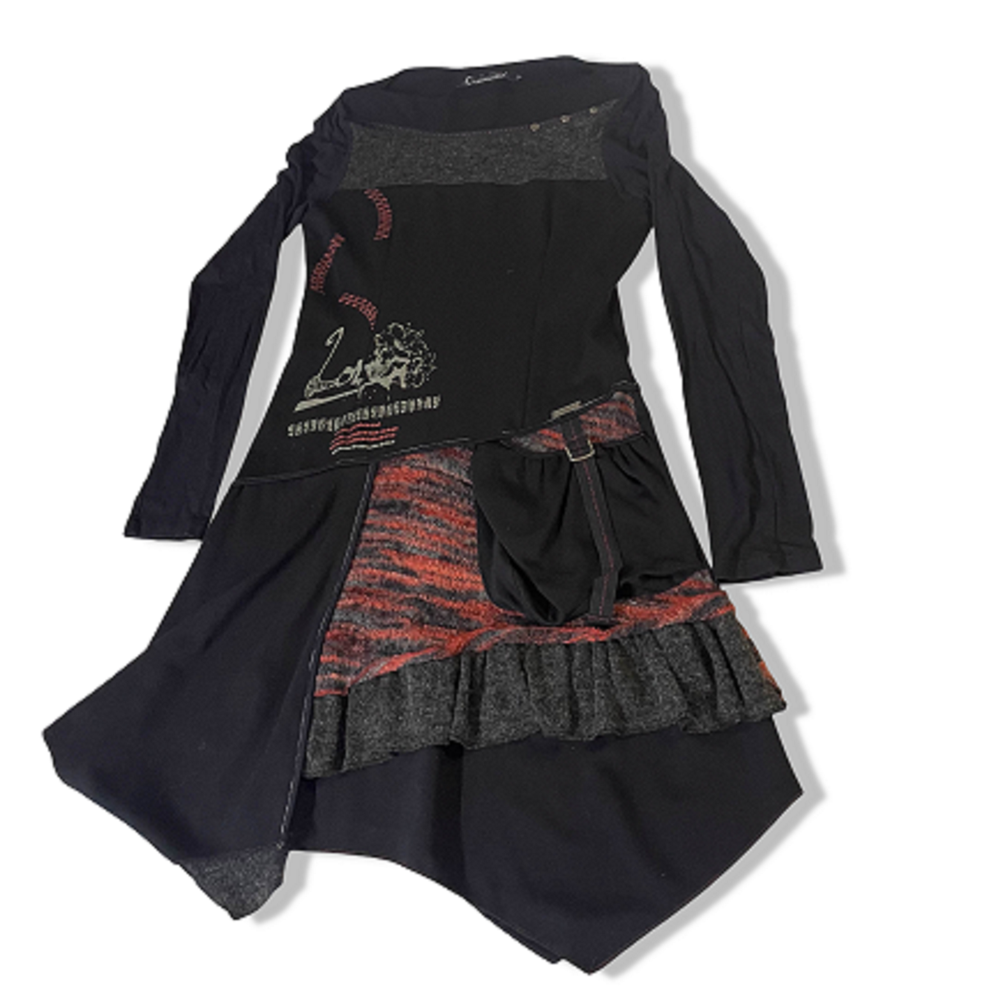 Vintage C' Fait Pour Vous Paris Black Layered Long Sleeve Maxi Dress XL|SKU 3762