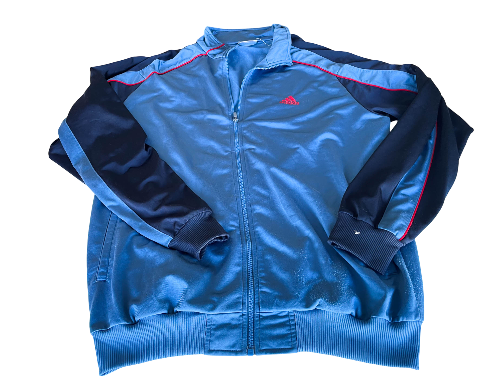 Vintage Adidas full zip blue windbreaker track top in L| L32 W24|SKU 4382