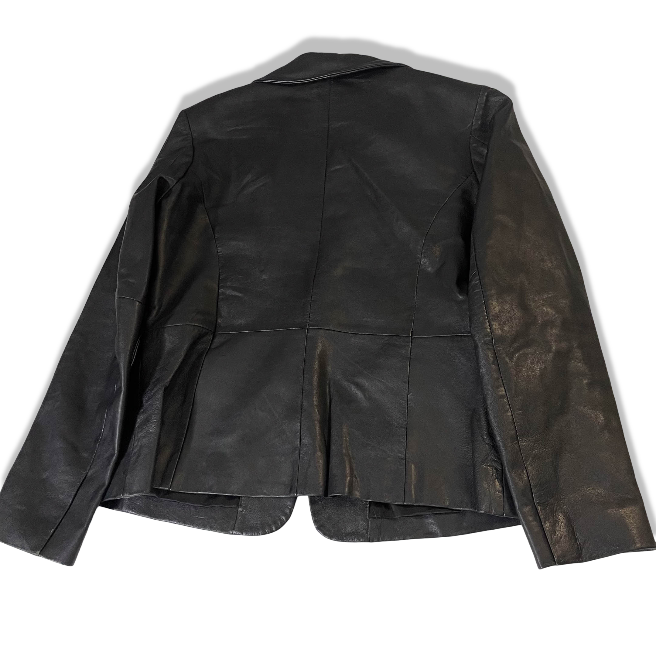 Vintage Women's Stark black leather biker jacket size 14| L27 W 19| SKU 3765